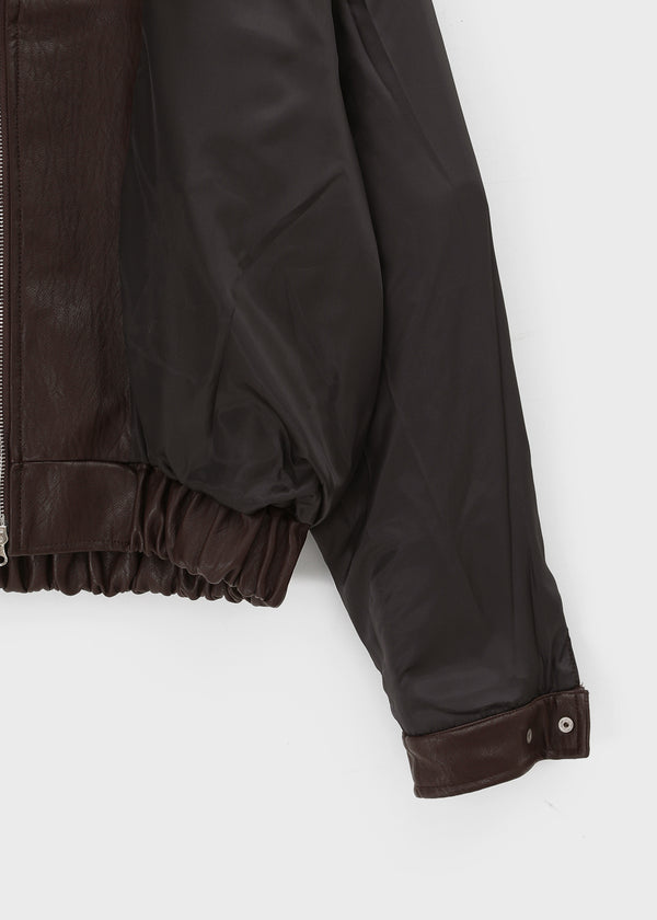 (UNISEX) Trollti Two-way High Neck Cracked Leather Jumper