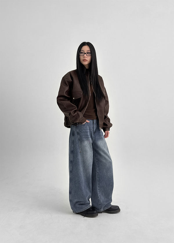 Denew Back Pocket Wide Denim Pants