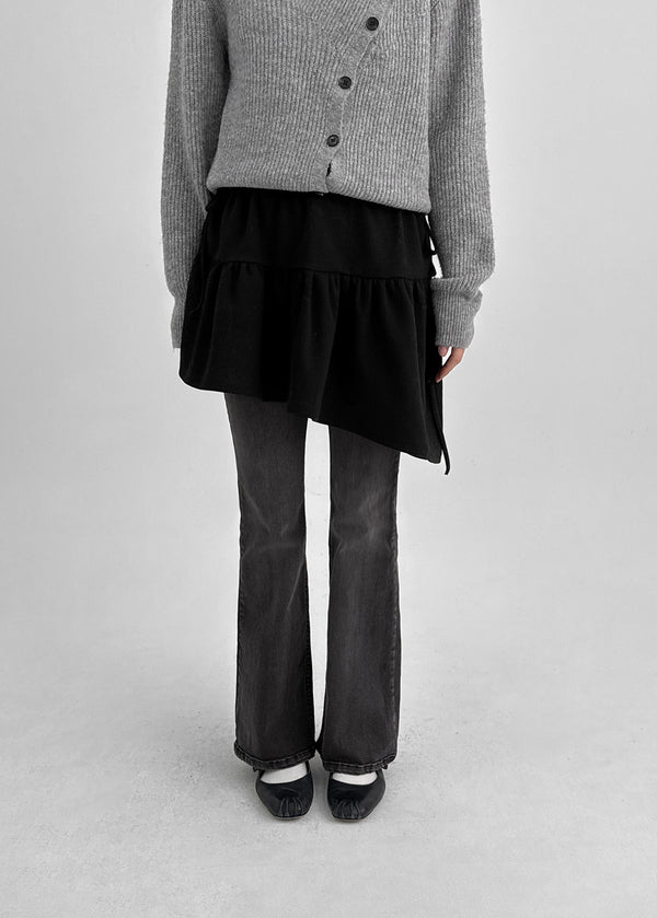 Hartin Unbalanced Shirring Mini Skirt