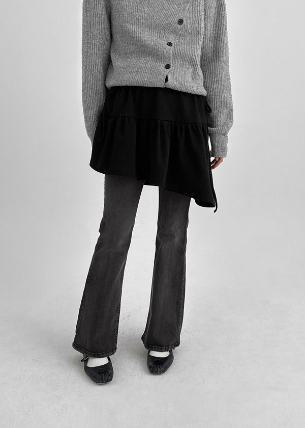 Hartin Unbalanced Shirring Mini Skirt