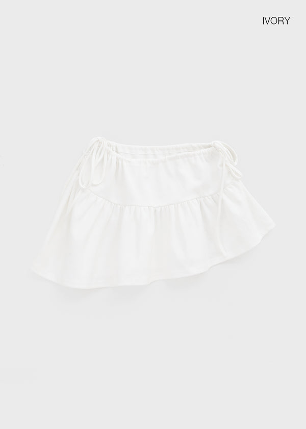 Hartin Unbalanced Shirring Mini Skirt