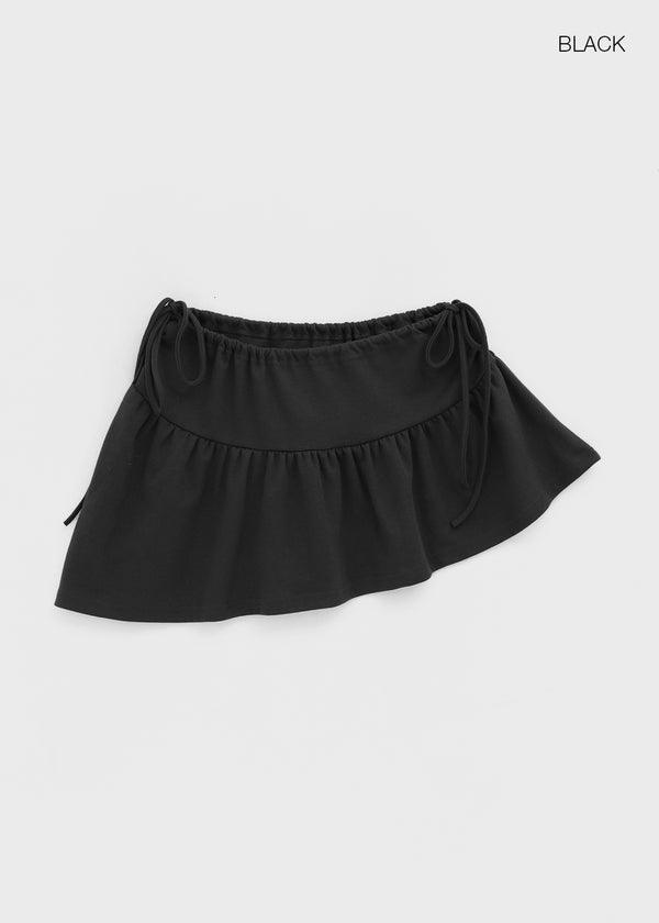 Hartin Unbalanced Shirring Mini Skirt