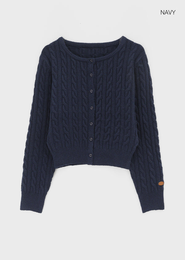 Poilot Cable Wool Knit Cardigan