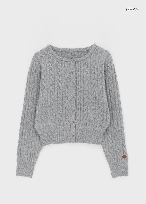 Poilot Cable Wool Knit Cardigan