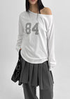 Eta One-shoulder Numbering Long-sleeved T-shirt
