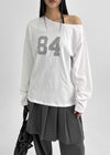Eta One-shoulder Numbering Long-sleeved T-shirt