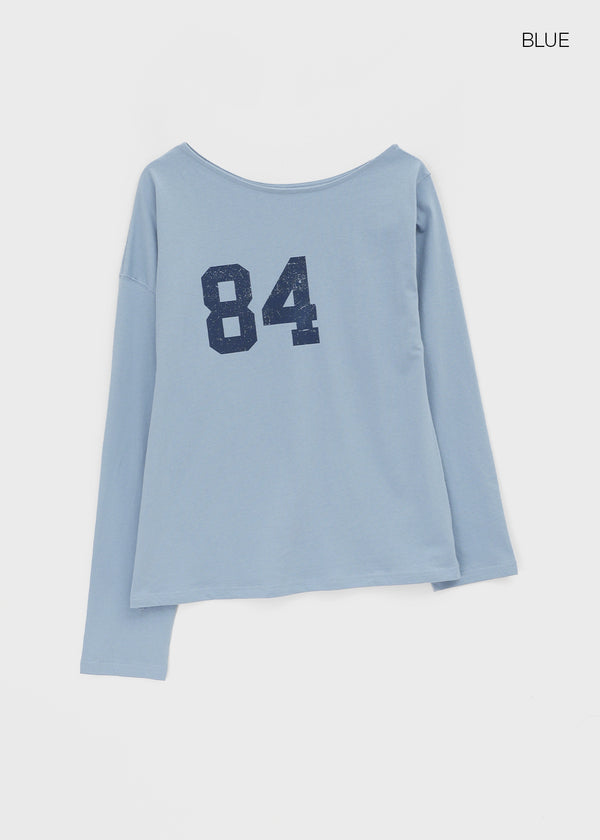 Eta One-shoulder Numbering Long-sleeved T-shirt