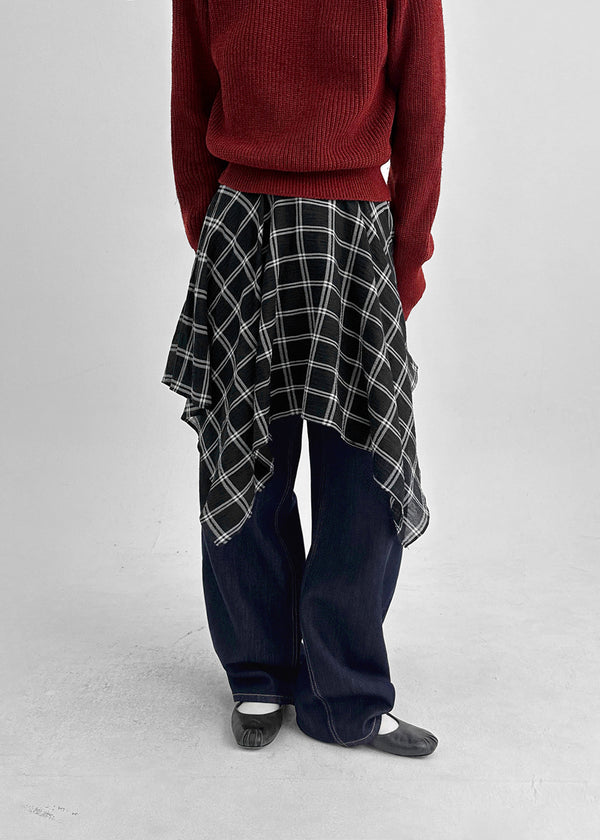 Chestin Check Unbalanced Midi Skirt
