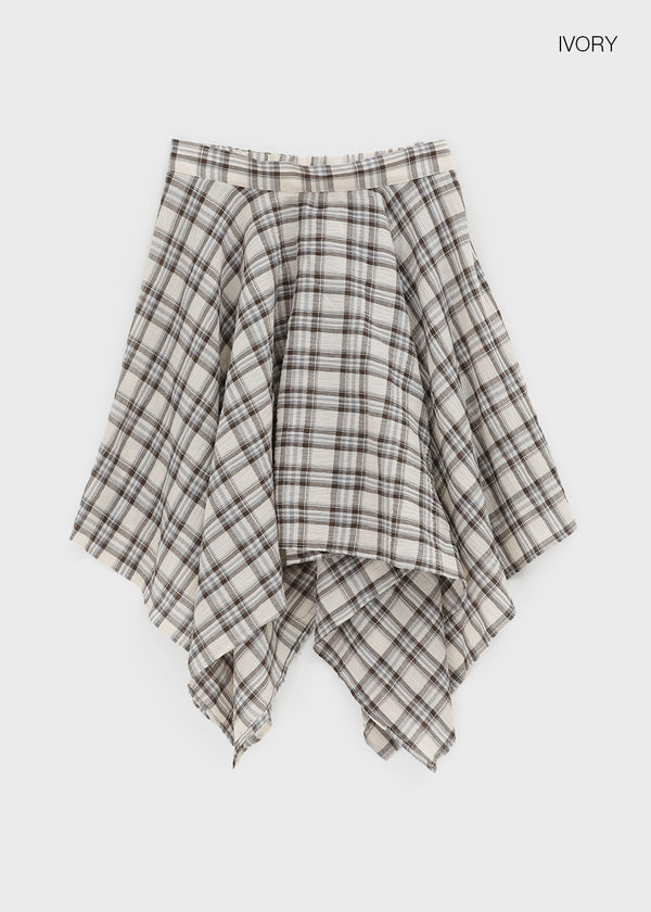 Chestin Check Unbalanced Midi Skirt