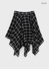 Chestin Check Unbalanced Midi Skirt