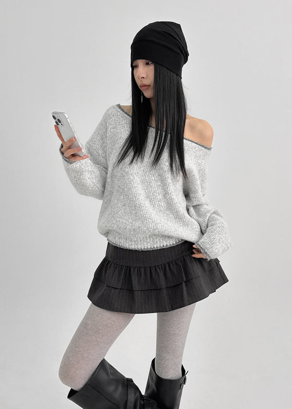 Roedi Color Block Off-shoulder Knit