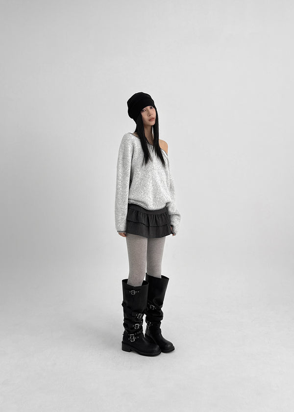 Roedi Color Block Off-shoulder Knit