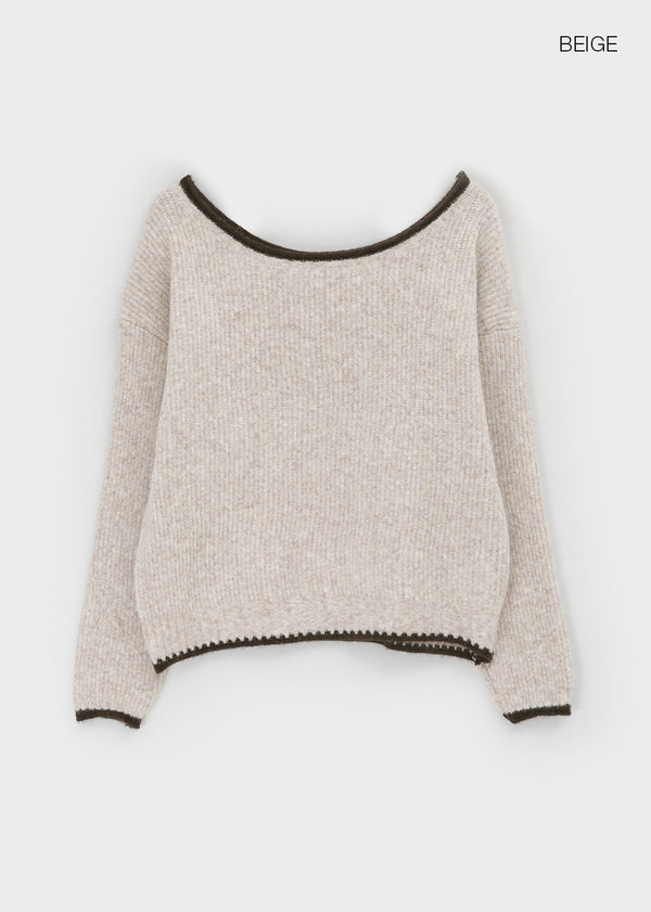 Roedi Color Block Off-shoulder Knit