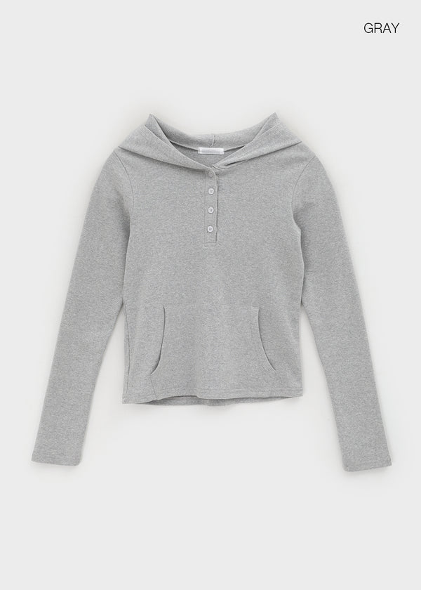 Setet Pocket Hooded Long Sleeve T-shirt