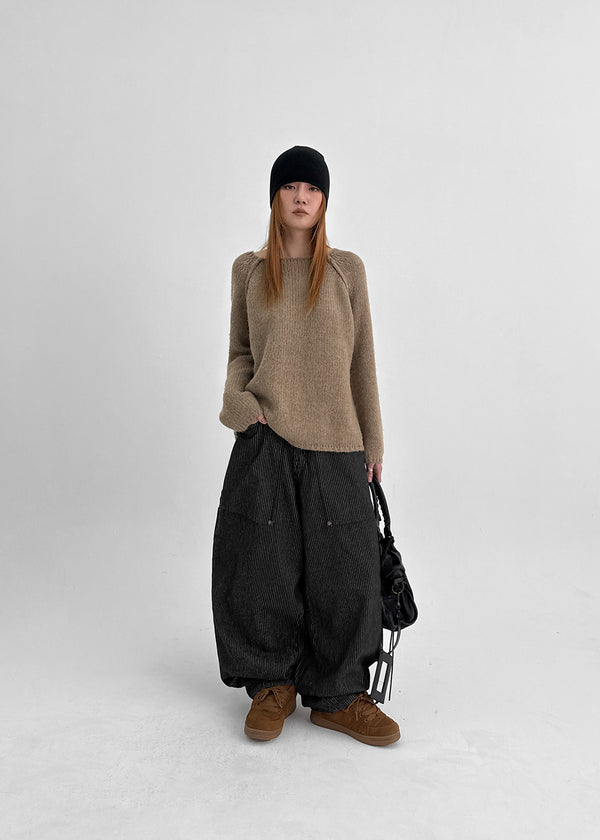 Duram Stripe Carpenter Balloon Cotton Pants