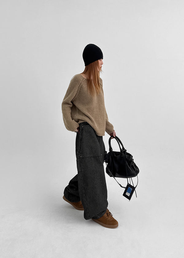 Duram Stripe Carpenter Balloon Cotton Pants