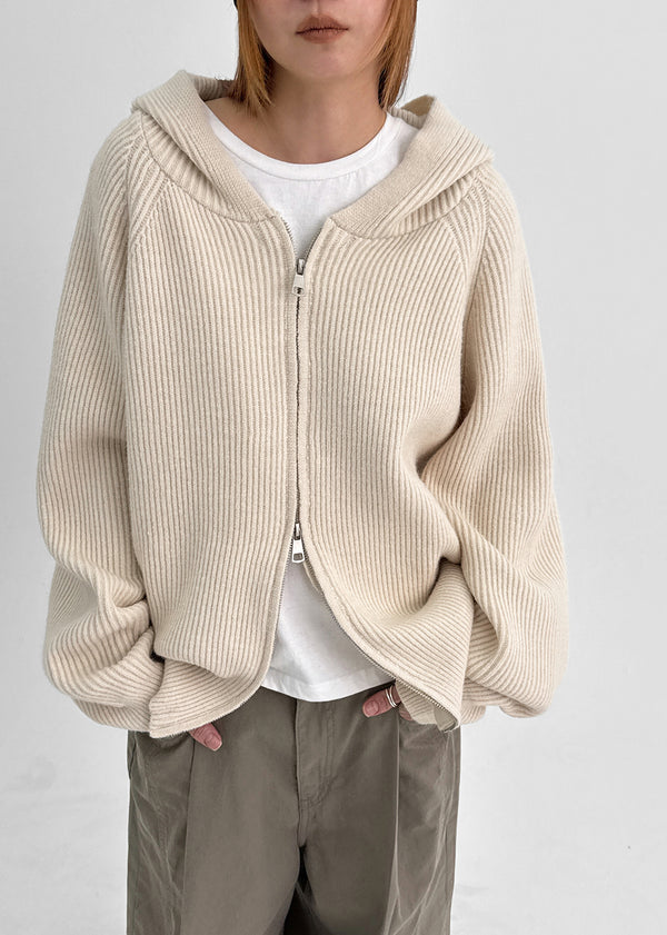 Teakong Two-way Knit Hooded Zip-up