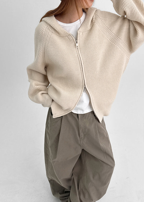 Teakong Two-way Knit Hooded Zip-up