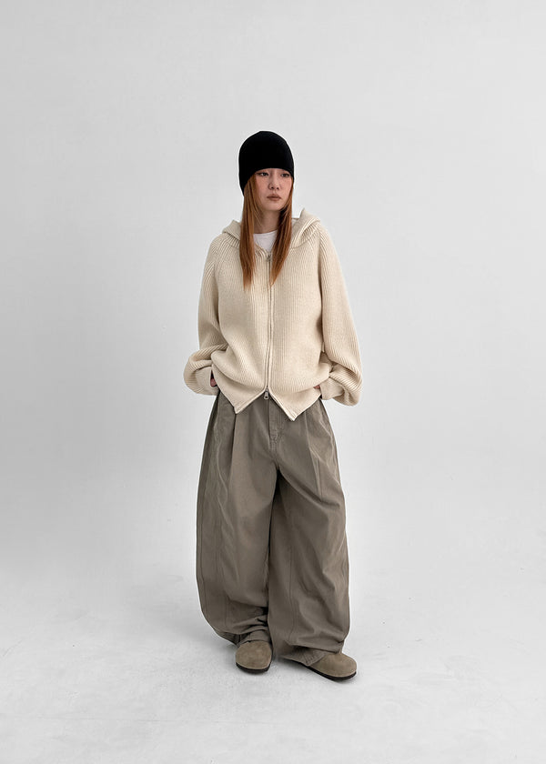 Teakong Two-way Knit Hooded Zip-up