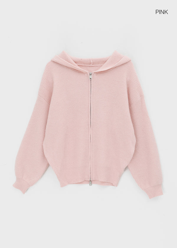 Teakong Two-way Knit Hooded Zip-up