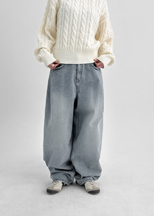 Moblanc One Tuck Wide Denim Pants