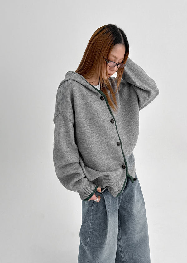 Tiya Two-tone Hooded Knit Cardigan