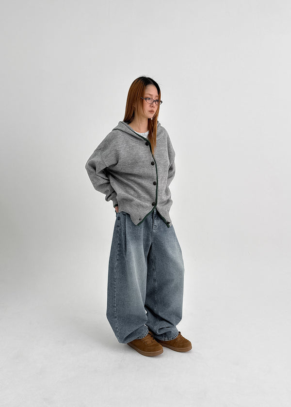 Tiya Two-tone Hooded Knit Cardigan