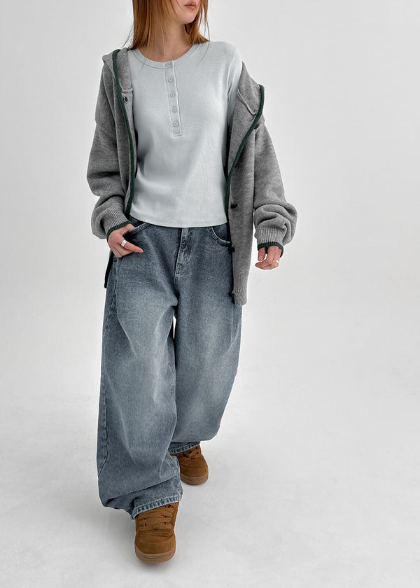 Tiya Two-tone Hooded Knit Cardigan