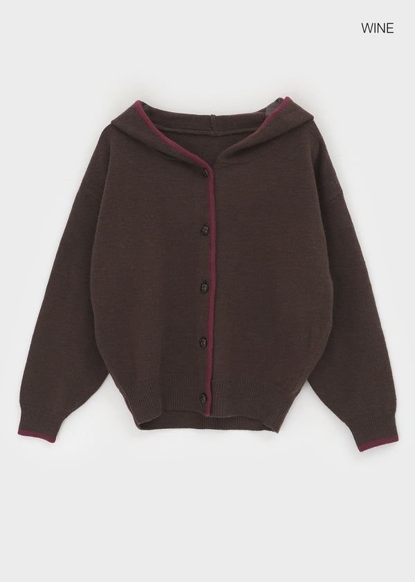 Tiya Two-tone Hooded Knit Cardigan