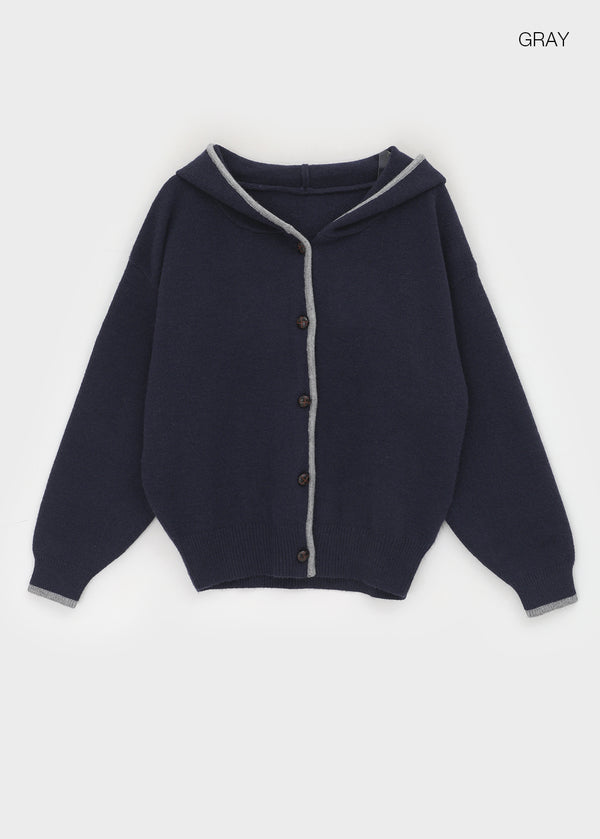 Tiya Two-tone Hooded Knit Cardigan