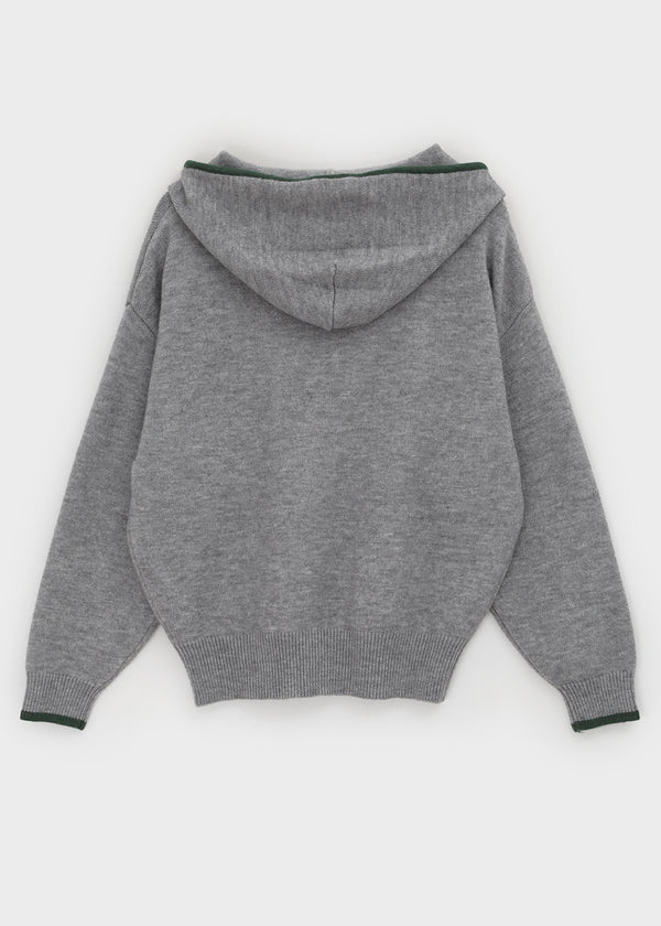 Tiya Two-tone Hooded Knit Cardigan