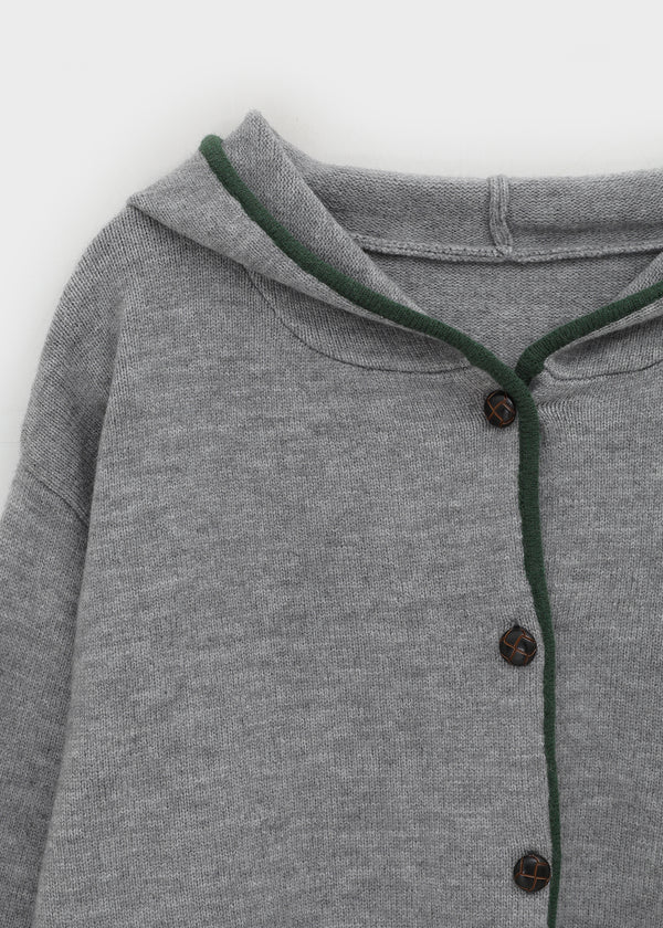 Tiya Two-tone Hooded Knit Cardigan