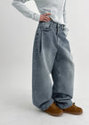 Moblanc One Tuck Wide Denim Pants