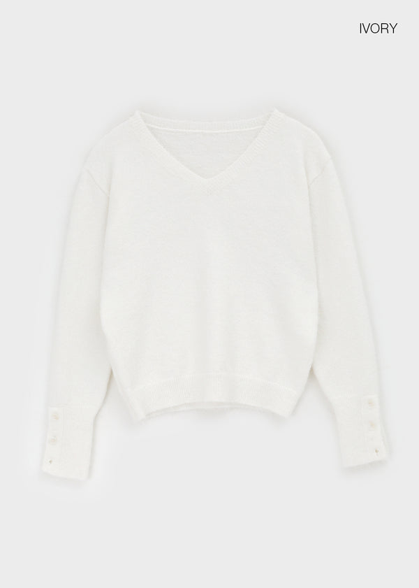 Rohendi V-neck Button Wool Knit