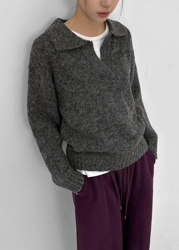 Yelper Wool Open Collar Knit