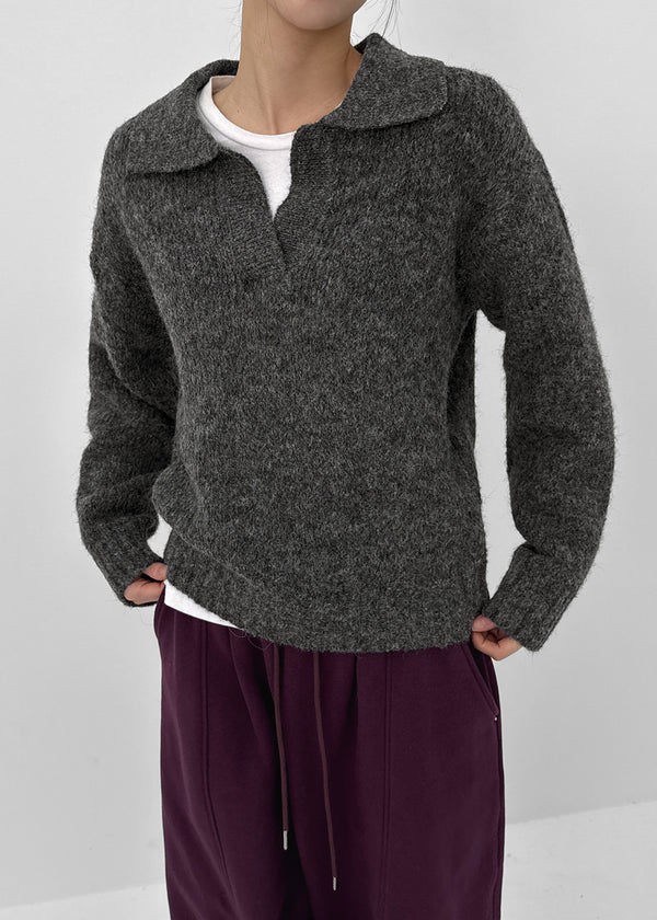 Yelper Wool Open Collar Knit