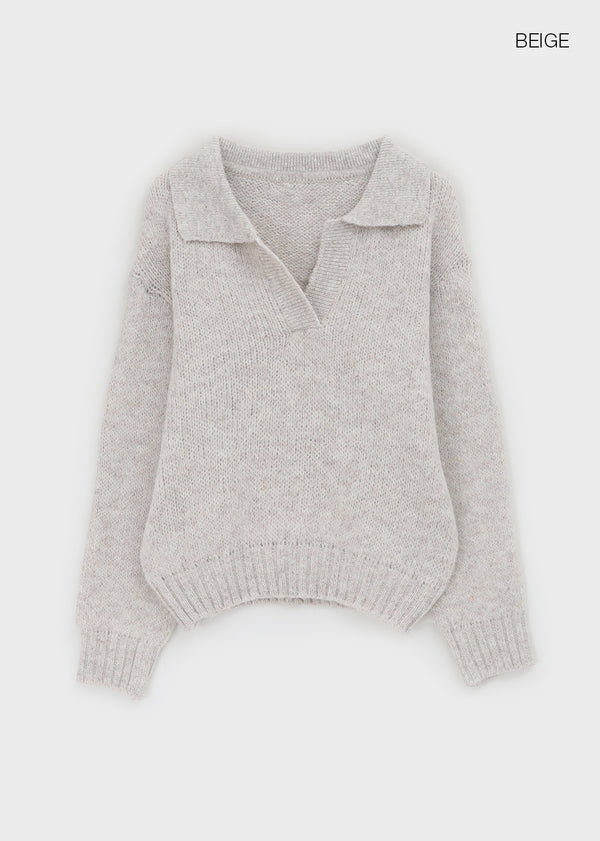Yelper Wool Open Collar Knit