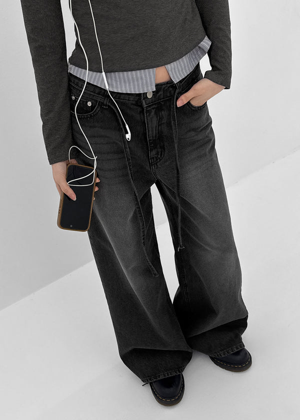 Cloud Strap Wide Denim Pants