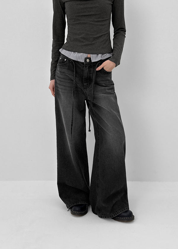 Cloud Strap Wide Denim Pants