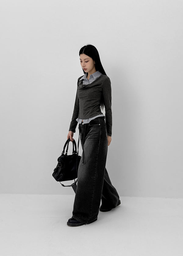 Cloud Strap Wide Denim Pants