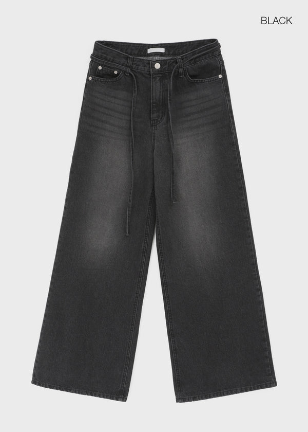 Cloud Strap Wide Denim Pants