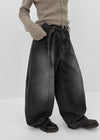 Funnuff Belt Balloon Wide Denim Pants