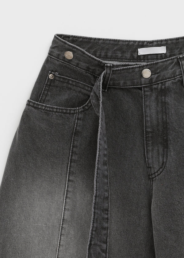 Funnuff Belt Balloon Wide Denim Pants