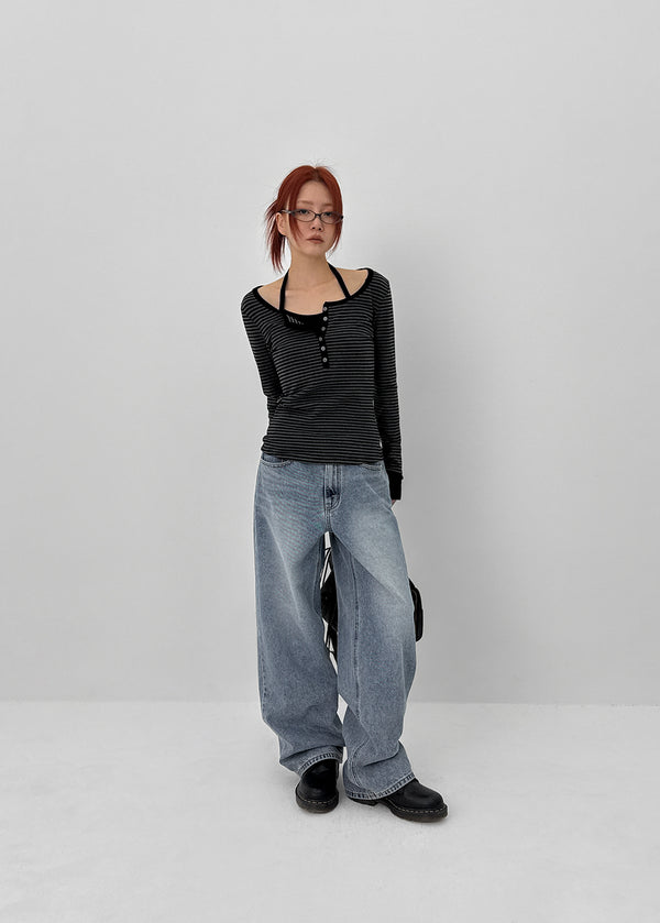 Shinrect Washed Straight Denim Pants