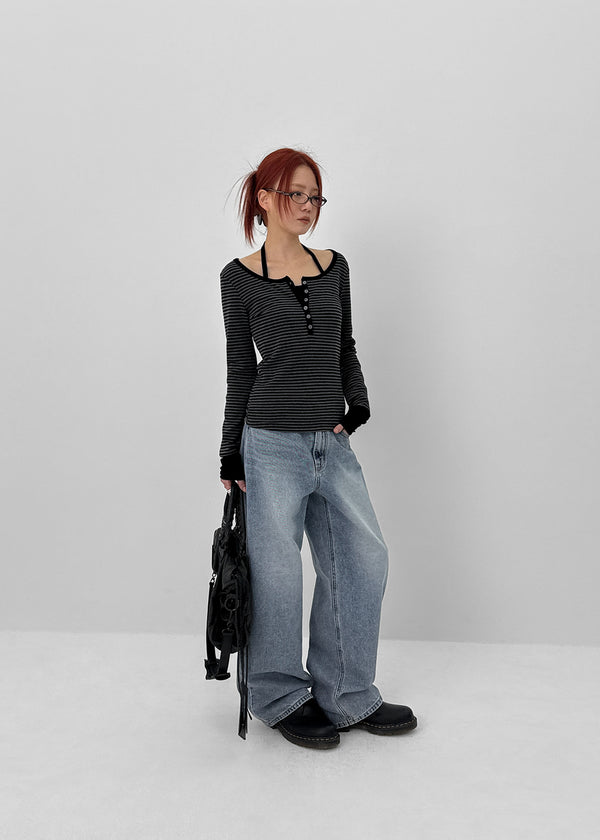 Shinrect Washed Straight Denim Pants