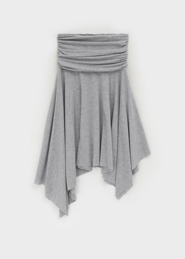 Celadi Folding Shirring Unbalanced Midi Skirt