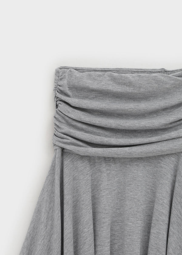 Celadi Folding Shirring Unbalanced Midi Skirt