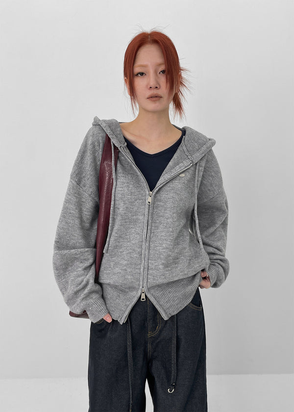 Hazel Two-way Knit Hooded Zip-up