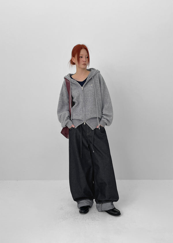 Deringt Non-fade Raw Balloon Denim Pants