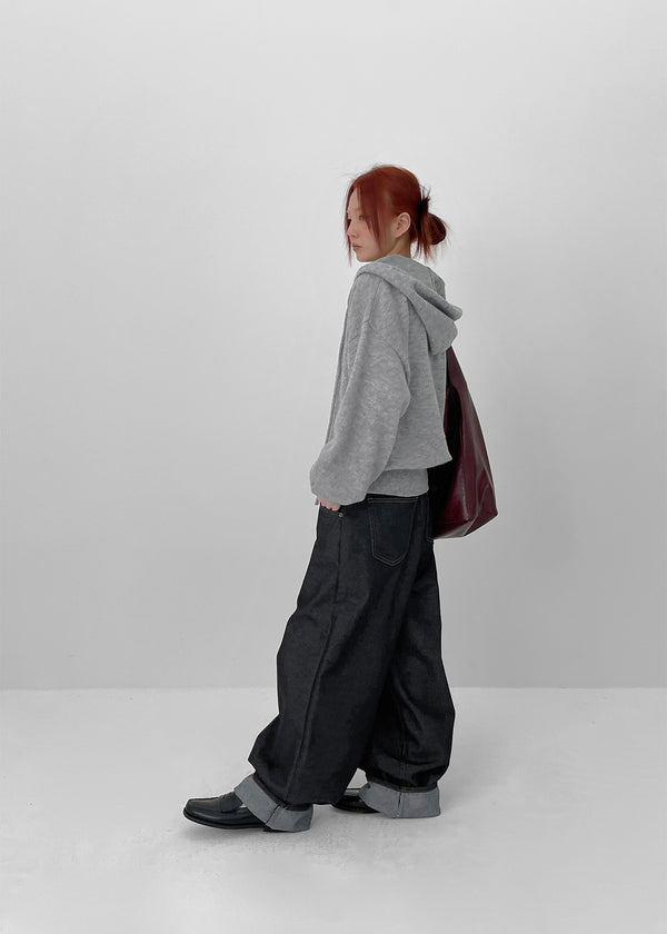 Deringt Non-fade Raw Balloon Denim Pants
